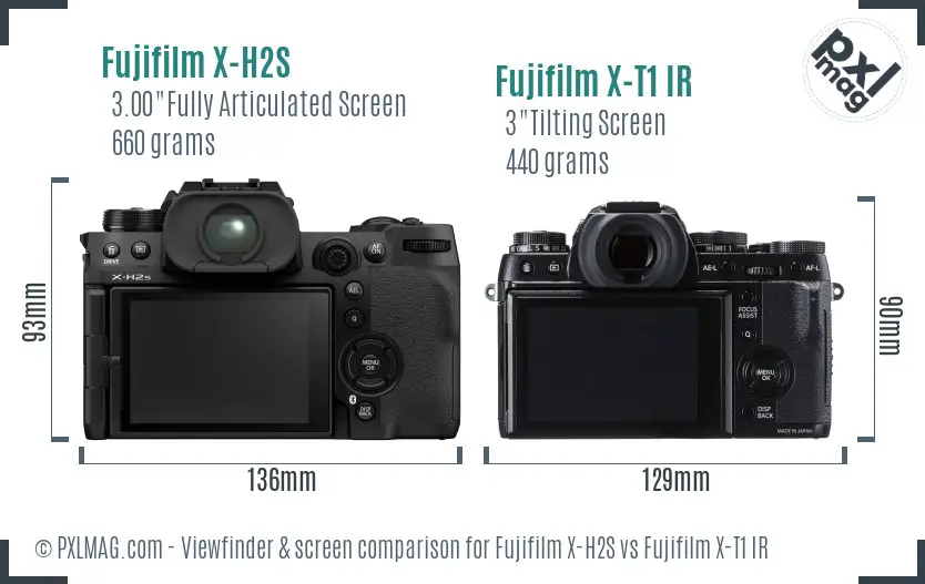 Fujifilm X-H2S vs Fujifilm X-T1 IR Screen and Viewfinder comparison