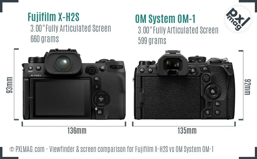 Fujifilm X-H2S vs OM System OM-1 Screen and Viewfinder comparison