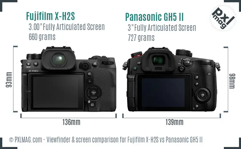 Fujifilm X-H2S vs Panasonic GH5 II Screen and Viewfinder comparison