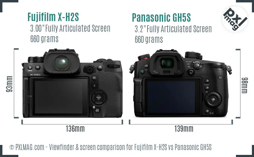 Fujifilm X-H2S vs Panasonic GH5S Screen and Viewfinder comparison