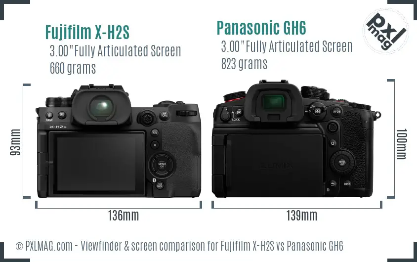 Fujifilm X-H2S vs Panasonic GH6 Screen and Viewfinder comparison