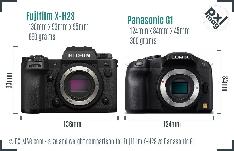 Fujifilm X-H2S vs Panasonic G1 size comparison