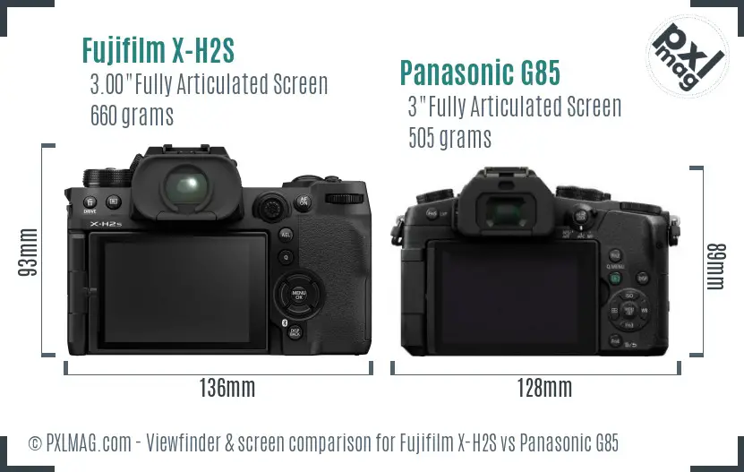 Fujifilm X-H2S vs Panasonic G85 Screen and Viewfinder comparison