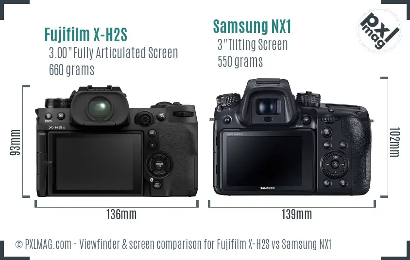 Fujifilm X-H2S vs Samsung NX1 Screen and Viewfinder comparison