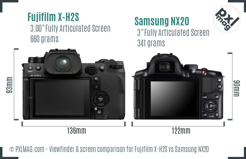 Fujifilm X-H2S vs Samsung NX20 Screen and Viewfinder comparison