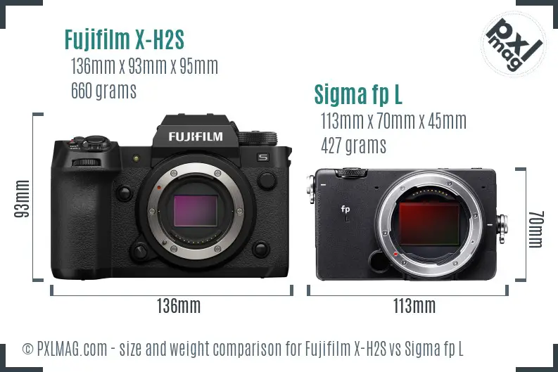 Fujifilm X-H2S vs Sigma fp L size comparison