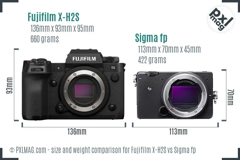 Fujifilm X-H2S vs Sigma fp size comparison