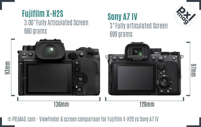 Fujifilm X-H2S vs Sony A7 IV Screen and Viewfinder comparison