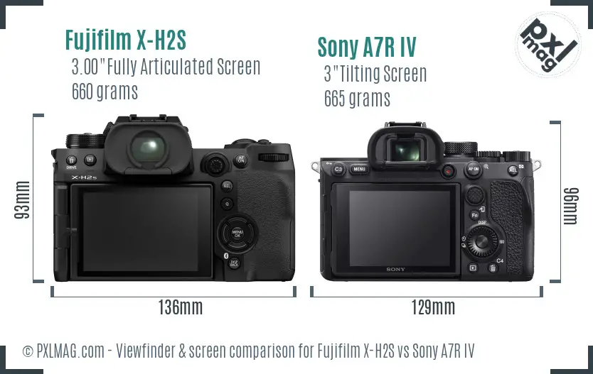Fujifilm X-H2S vs Sony A7R IV Screen and Viewfinder comparison Fujifilm X-H2S vs Sony A7R IV Screen and Viewfinder comparison