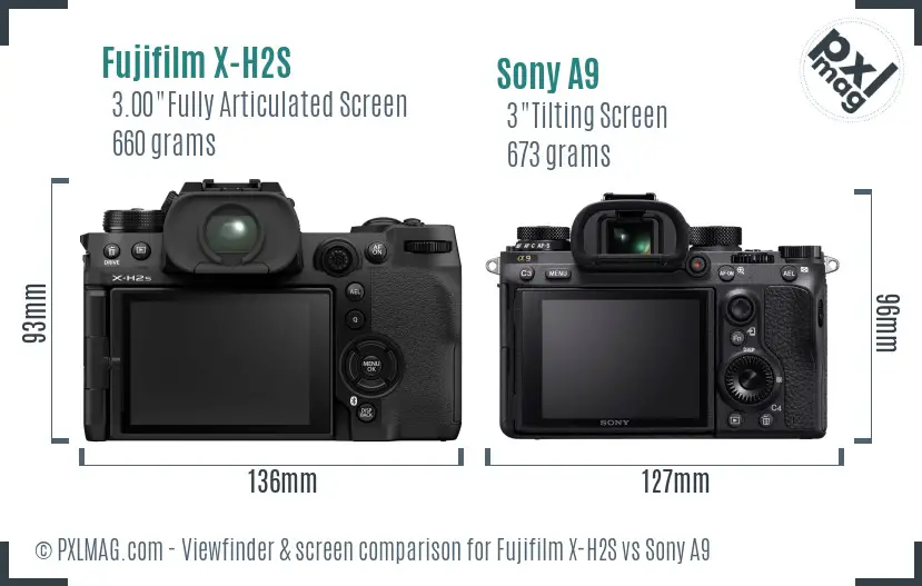 Fujifilm X-H2S vs Sony A9 Screen and Viewfinder comparison Fujifilm X-H2S vs Sony A9 Screen and Viewfinder comparison