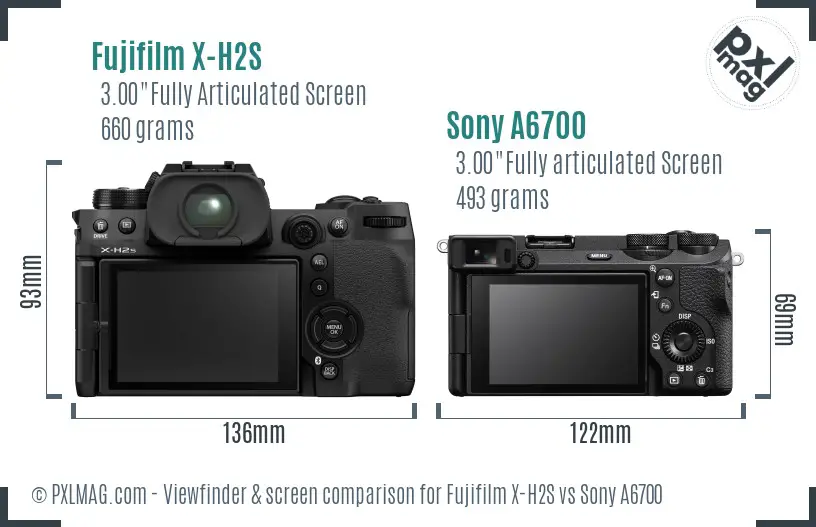 Fujifilm X-H2S vs Sony A6700 Screen and Viewfinder comparison