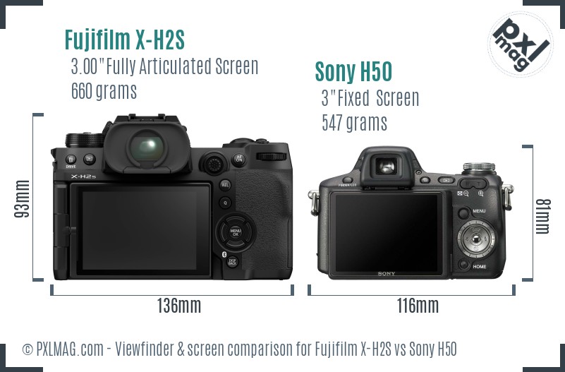 Fujifilm X-H2S vs Sony H50 Screen and Viewfinder comparison