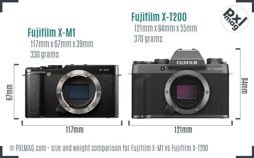Fujifilm X-M1 vs Fujifilm X-T200 size comparison