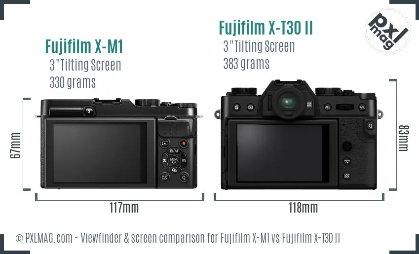 Fujifilm X-M1 vs Fujifilm X-T30 II Screen and Viewfinder comparison