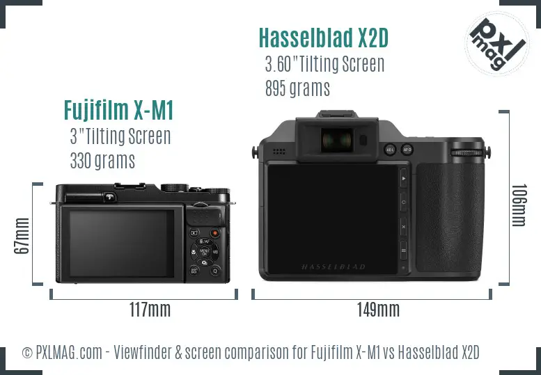 Fujifilm X-M1 vs Hasselblad X2D Screen and Viewfinder comparison