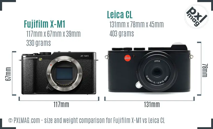 Fujifilm X-M1 vs Leica CL size comparison