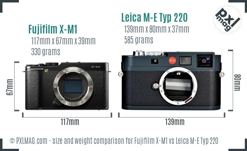 Fujifilm X-M1 vs Leica M-E Typ 220 size comparison