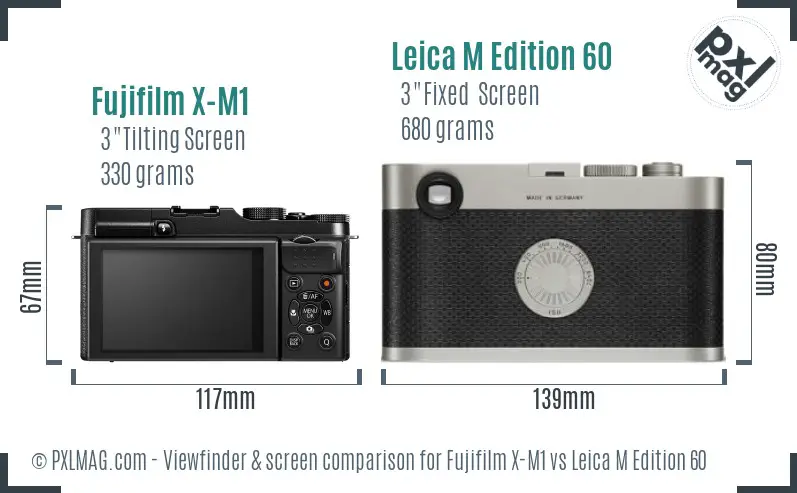 Fujifilm X-M1 vs Leica M Edition 60 Screen and Viewfinder comparison