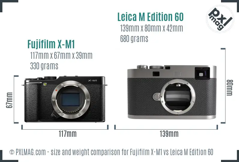 Fujifilm X-M1 vs Leica M Edition 60 size comparison