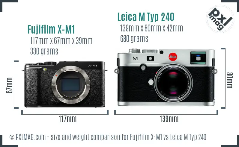 Fujifilm X-M1 vs Leica M Typ 240 size comparison