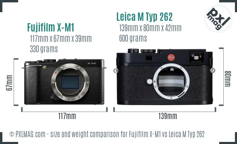 Fujifilm X-M1 vs Leica M Typ 262 size comparison