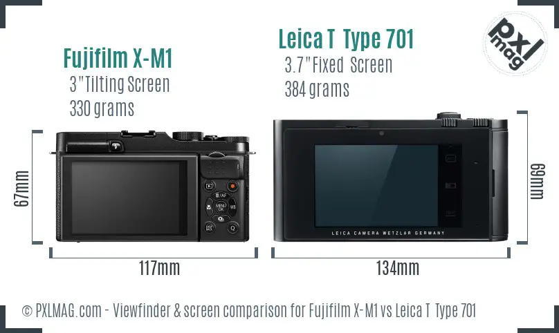 Fujifilm X-M1 vs Leica T  Type 701 Screen and Viewfinder comparison