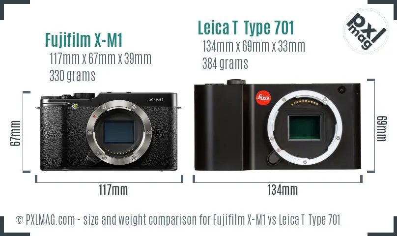 Fujifilm X-M1 vs Leica T  Type 701 size comparison