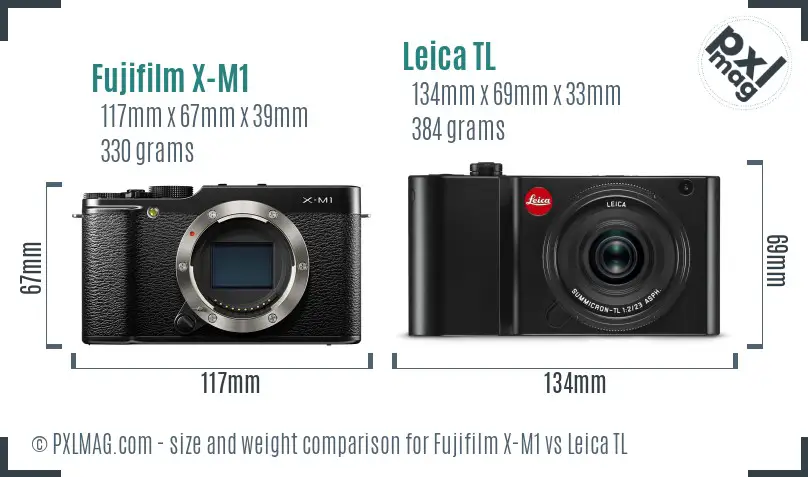 Fujifilm X-M1 vs Leica TL size comparison
