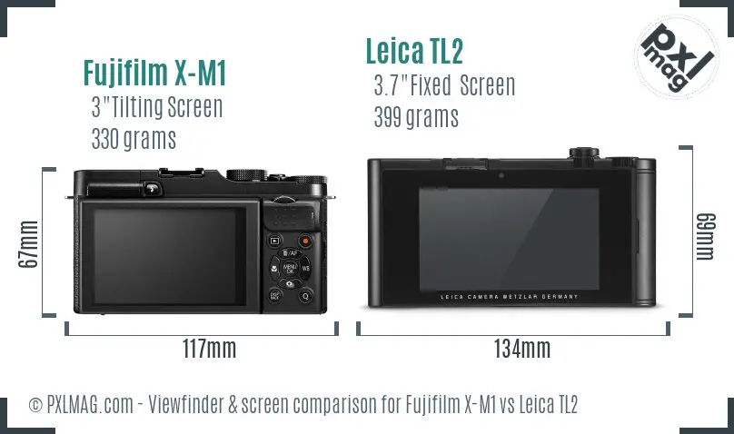 Fujifilm X-M1 vs Leica TL2 Screen and Viewfinder comparison