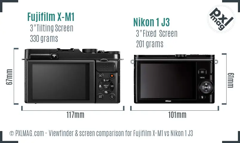 Fujifilm X-M1 vs Nikon 1 J3 Screen and Viewfinder comparison Fujifilm X-M1 vs Nikon 1 J3 Screen and Viewfinder comparison