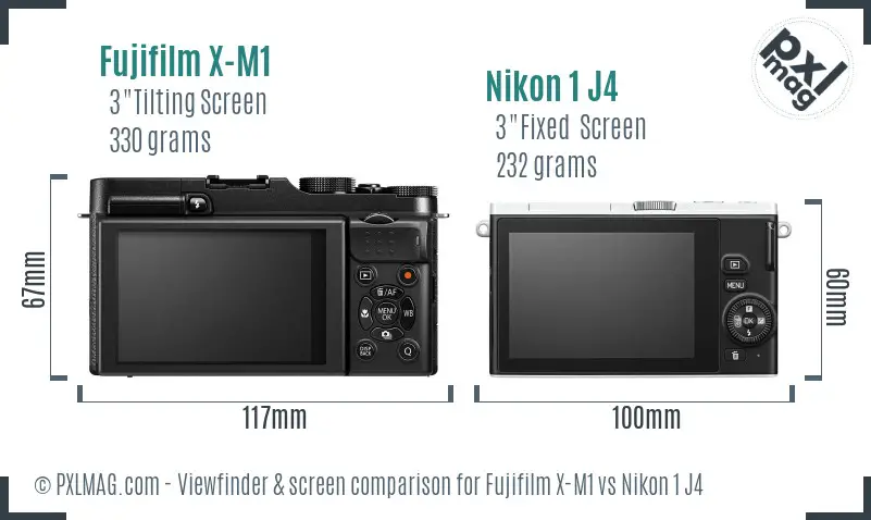 Fujifilm X-M1 vs Nikon 1 J4 Screen and Viewfinder comparison