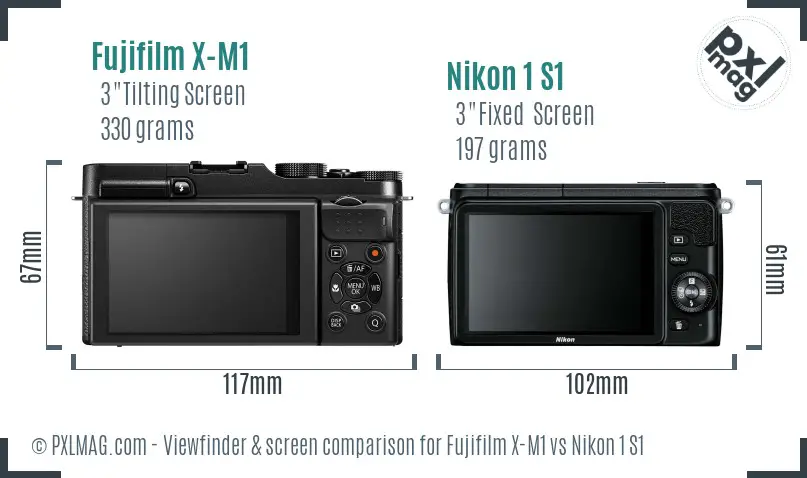 Fujifilm X-M1 vs Nikon 1 S1 Screen and Viewfinder comparison