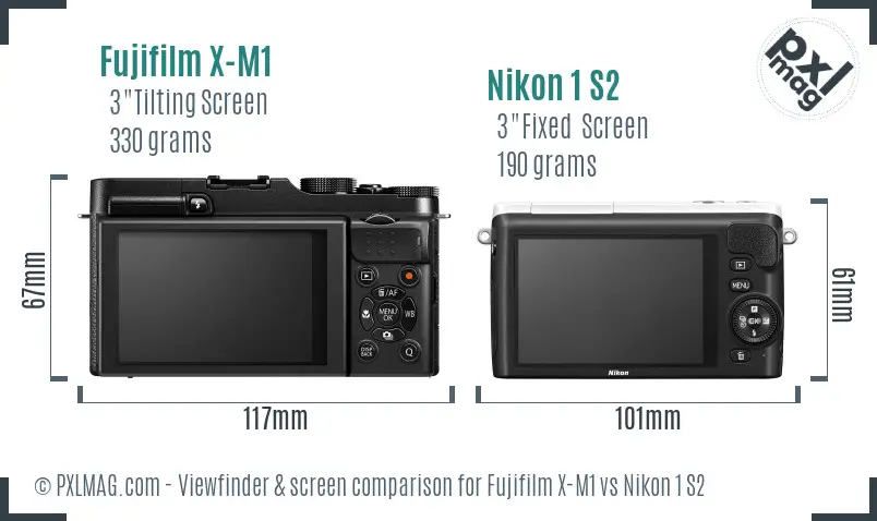 Fujifilm X-M1 vs Nikon 1 S2 Screen and Viewfinder comparison