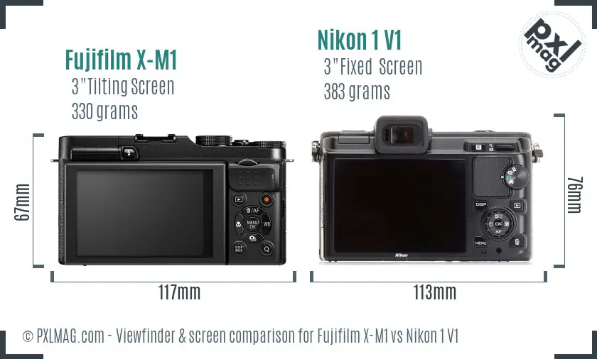 Fujifilm X-M1 vs Nikon 1 V1 Screen and Viewfinder comparison Fujifilm X-M1 vs Nikon 1 V1 Screen and Viewfinder comparison