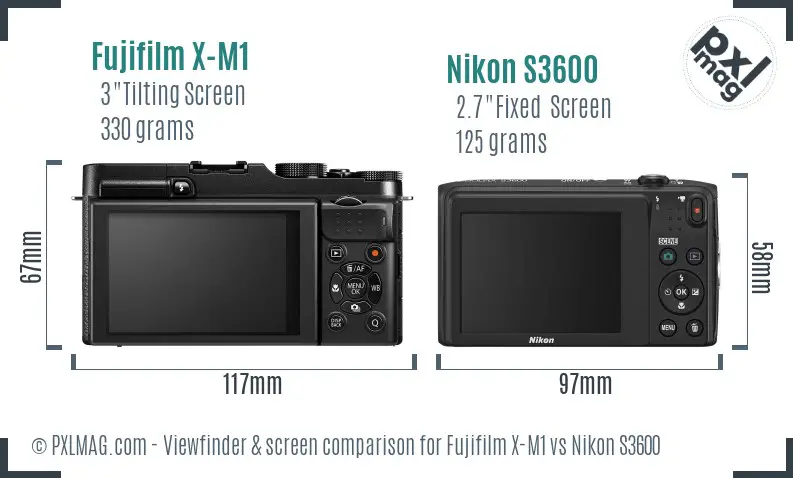 Fujifilm X-M1 vs Nikon S3600 Screen and Viewfinder comparison