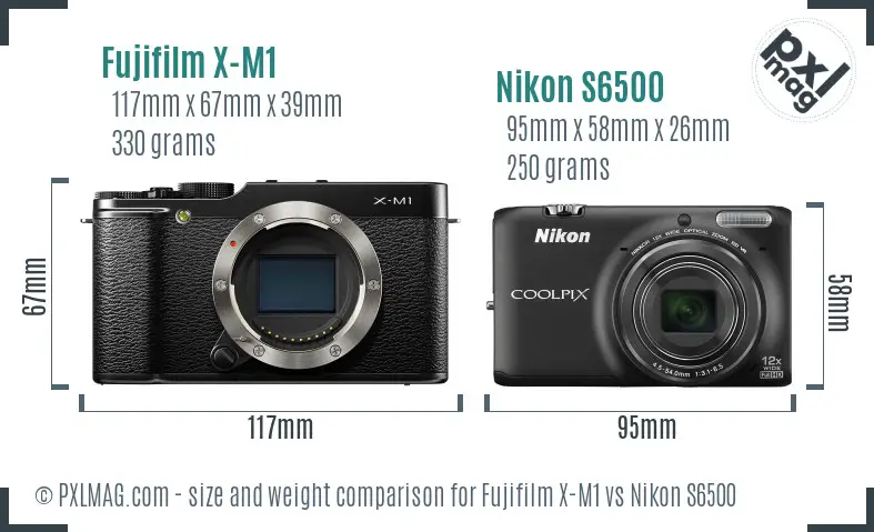 Fujifilm X-M1 vs Nikon S6500 size comparison