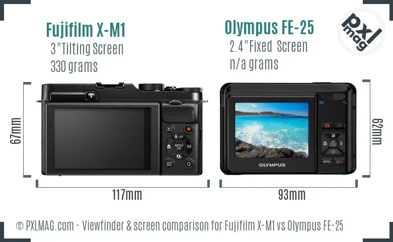 Fujifilm X-M1 vs Olympus FE-25 Screen and Viewfinder comparison