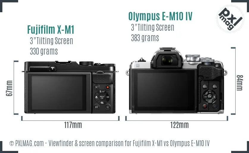 Fujifilm X-M1 vs Olympus E-M10 IV Screen and Viewfinder comparison