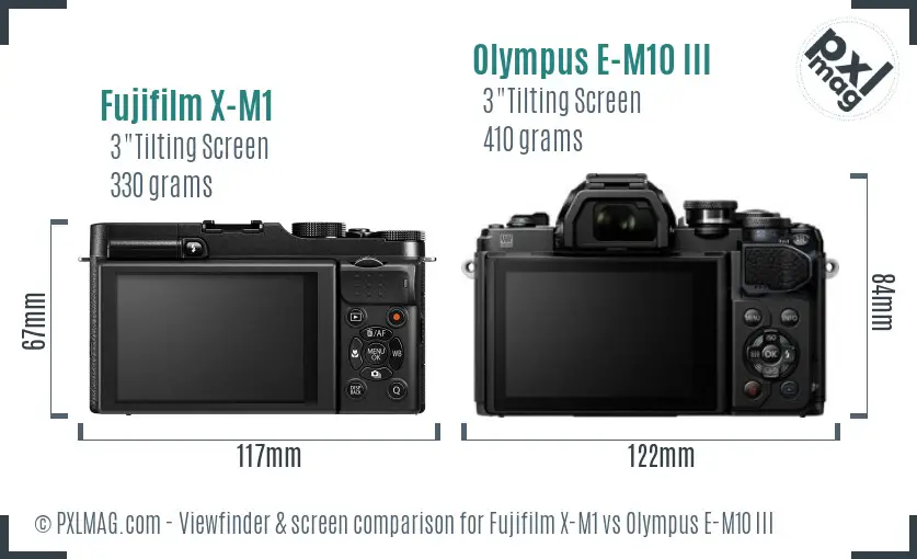 Fujifilm X-M1 vs Olympus E-M10 III Screen and Viewfinder comparison