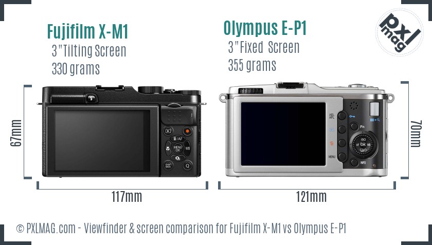 Fujifilm X-M1 vs Olympus E-P1 Screen and Viewfinder comparison