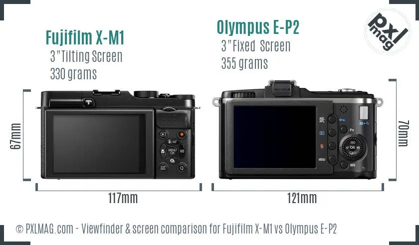 Fujifilm X-M1 vs Olympus E-P2 Screen and Viewfinder comparison