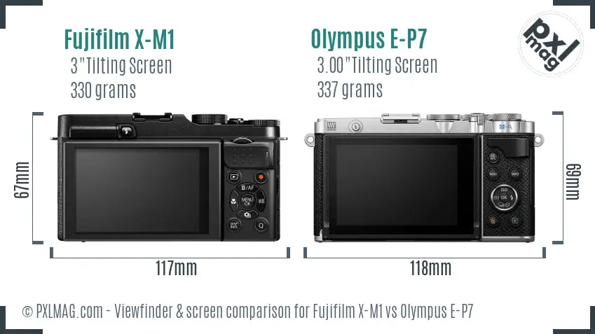 Fujifilm X-M1 vs Olympus E-P7 Screen and Viewfinder comparison