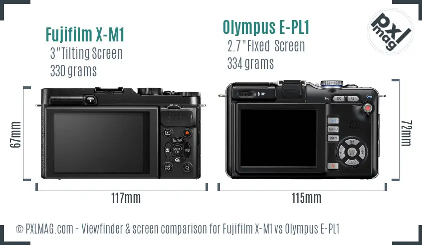 Fujifilm X-M1 vs Olympus E-PL1 Screen and Viewfinder comparison