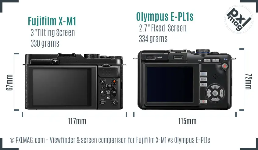 Fujifilm X-M1 vs Olympus E-PL1s Screen and Viewfinder comparison