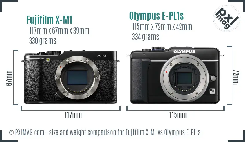 Fujifilm X-M1 vs Olympus E-PL1s size comparison