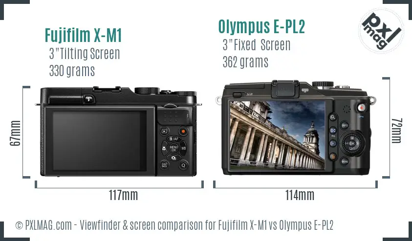 Fujifilm X-M1 vs Olympus E-PL2 Screen and Viewfinder comparison