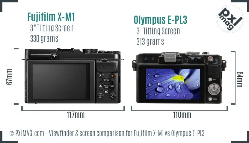 Fujifilm X-M1 vs Olympus E-PL3 Screen and Viewfinder comparison Fujifilm X-M1 vs Olympus E-PL3 Screen and Viewfinder comparison