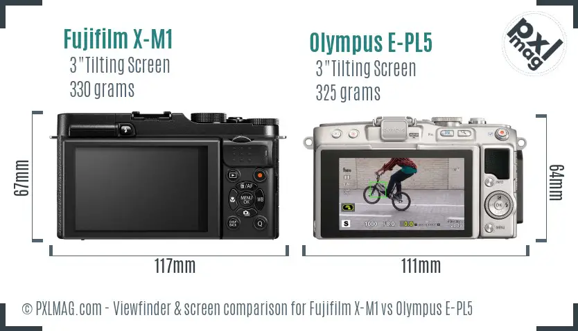Fujifilm X-M1 vs Olympus E-PL5 Screen and Viewfinder comparison