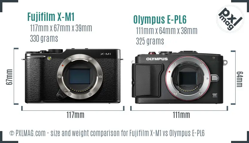 Fujifilm X-M1 vs Olympus E-PL6 size comparison Fujifilm X-M1 vs Olympus E-PL6 size comparison