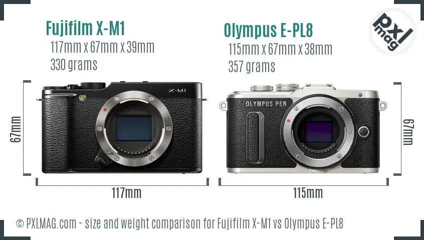 Fujifilm X-M1 vs Olympus E-PL8 size comparison